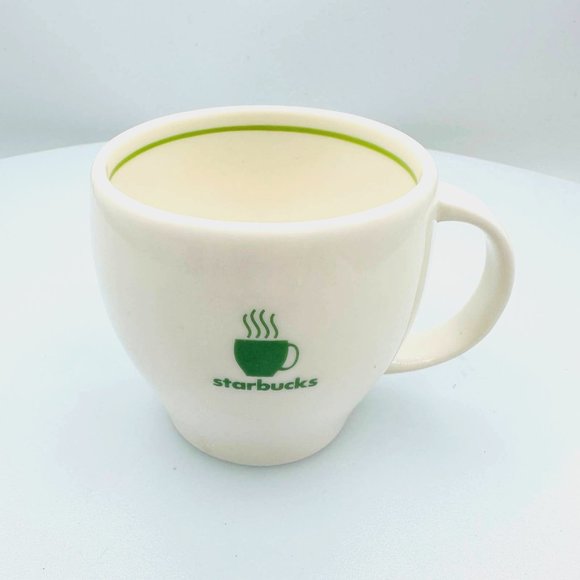 Starbucks Abbey Coffee Espresso Cup/White Mug & Green Pinstripe: Super Rare 2003 - Picture 1 of 6